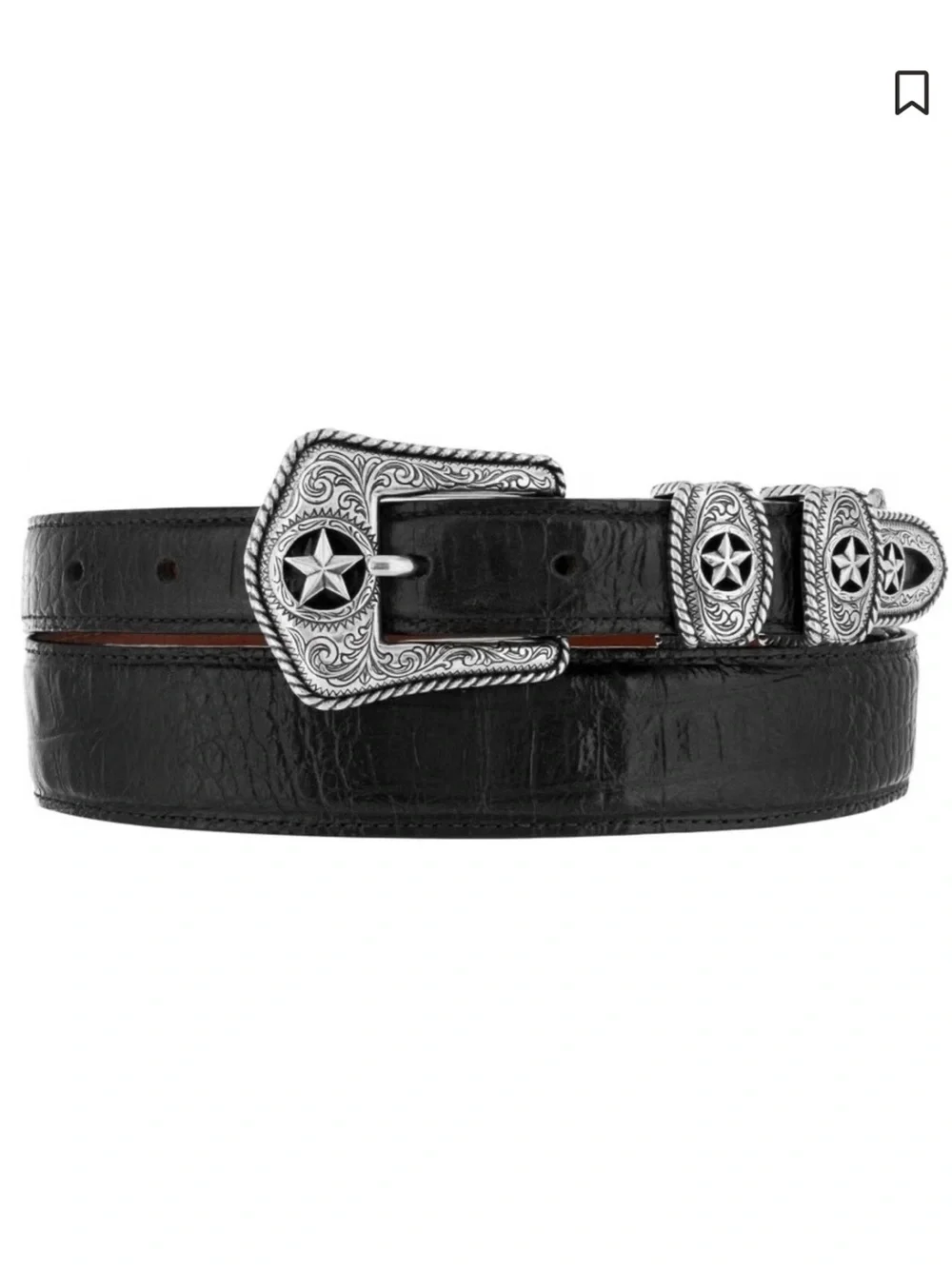 Tony Lama Men's Country Croc Black Leather Western Belt Star Buckle 36 C42123